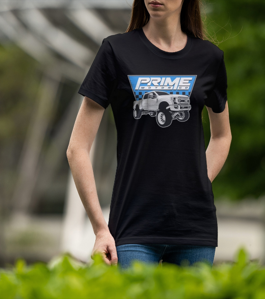 Prime Motor Co Lifted Truck Checkered Triangle T-Shirt