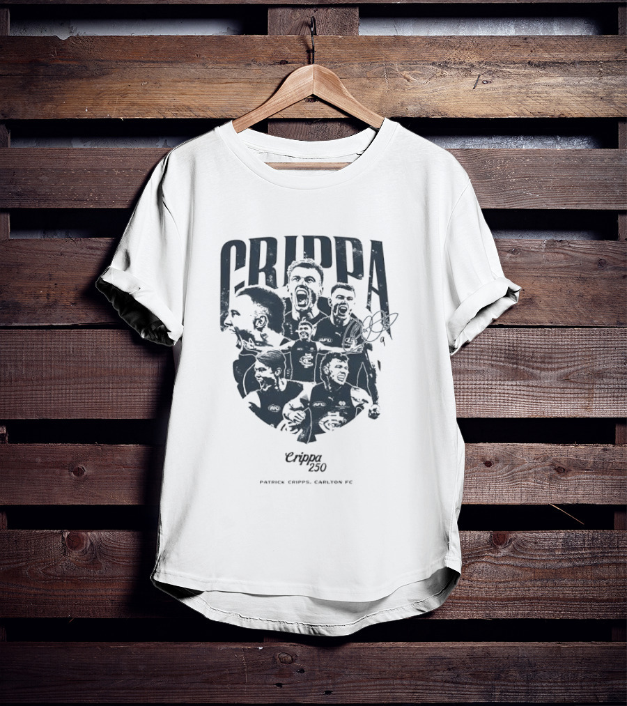 Crippa 250 Patrick Cripps Carlton FC Celebratory Milestone T-Shirt