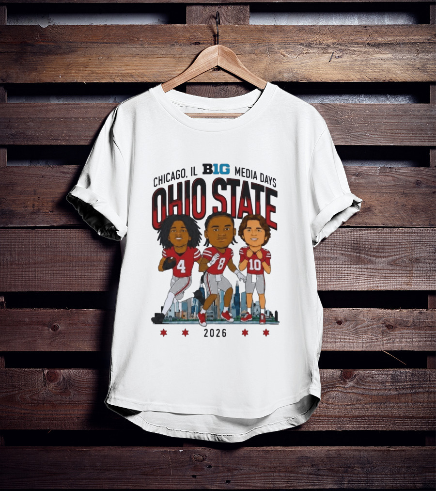 Ohio State Buckeyes Chicago IL B1G Media Days 2026 Caricatures T-Shirt
