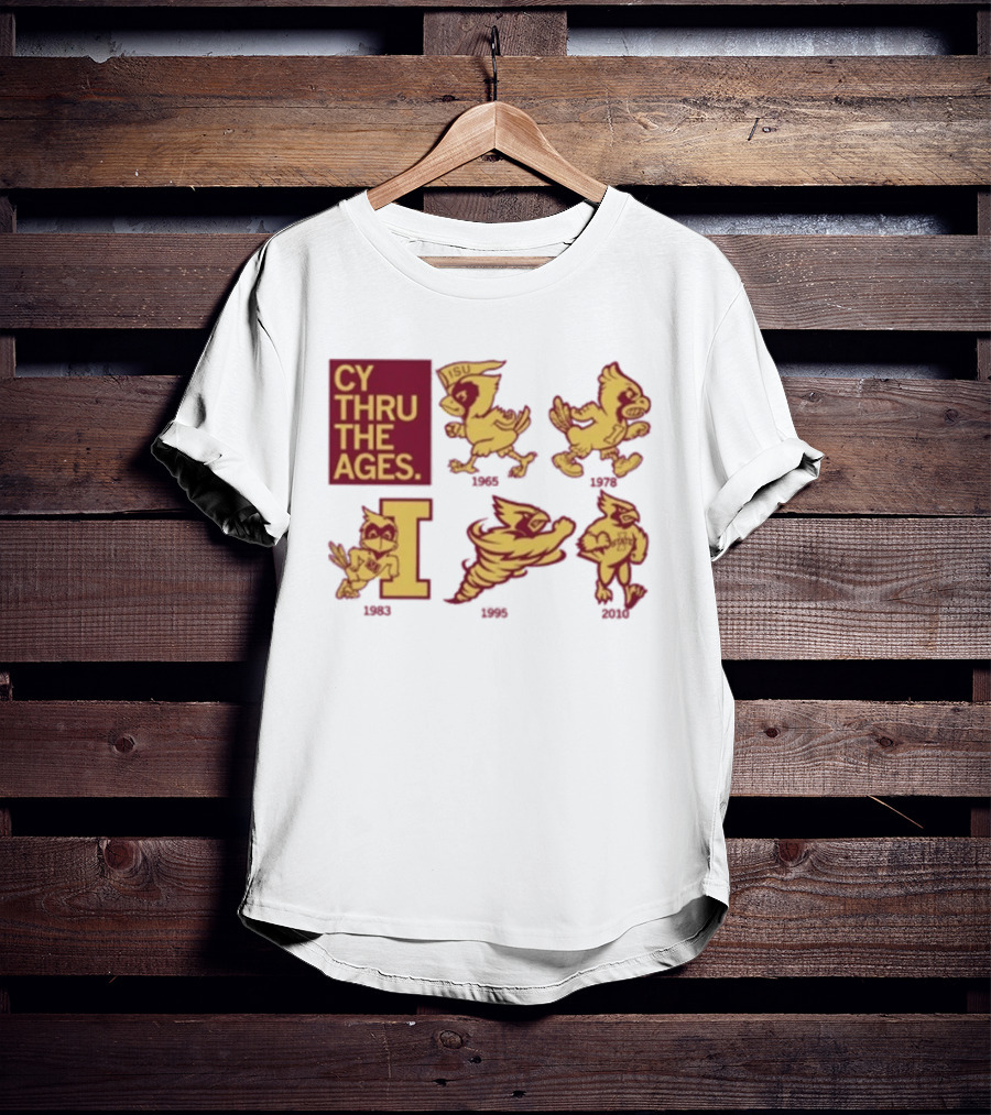 Iowa State Cyclones CY Thru The Ages Mascot Evolution Logos 1954 1972 1995 2008 T-Shirt