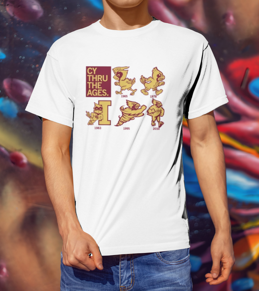 Iowa State Cyclones CY Thru The Ages Mascot Evolution Logos 1954 1972 1995 2008 T-Shirt