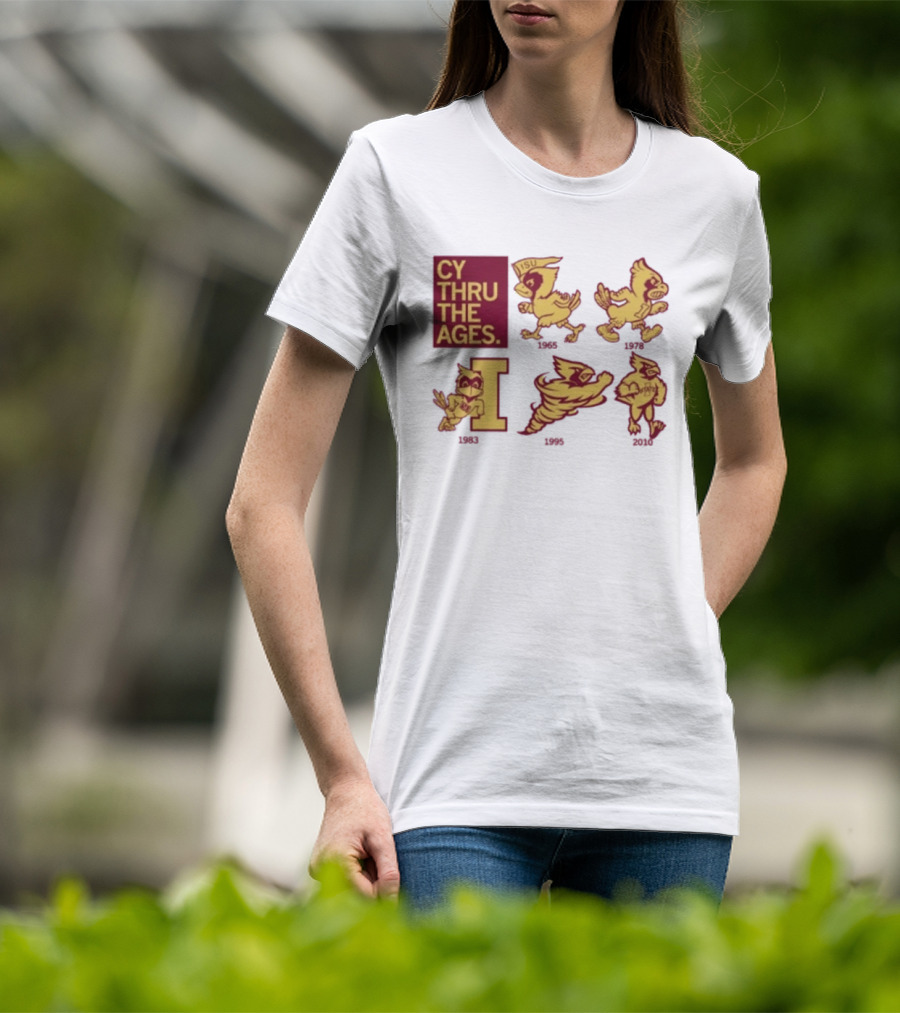 Iowa State Cyclones CY Thru The Ages Mascot Evolution Logos 1954 1972 1995 2008 T-Shirt