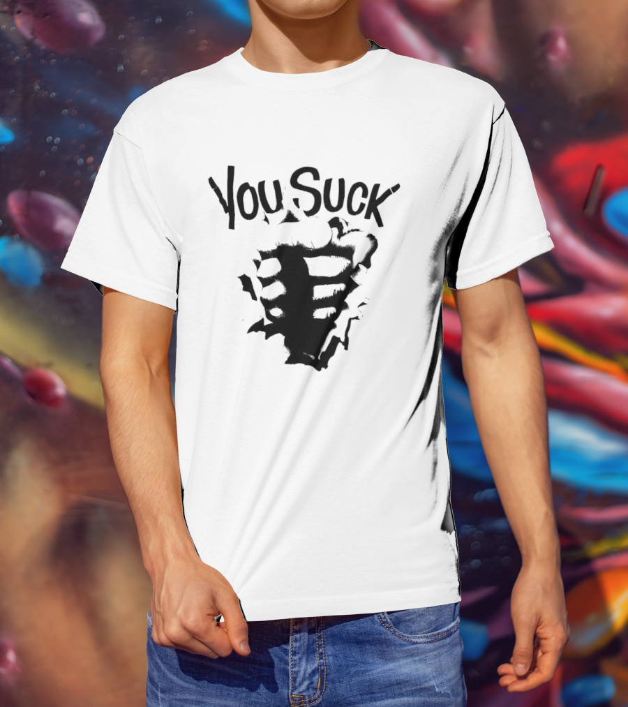 You Suck Horror Skeleton Ribcage T-Shirt