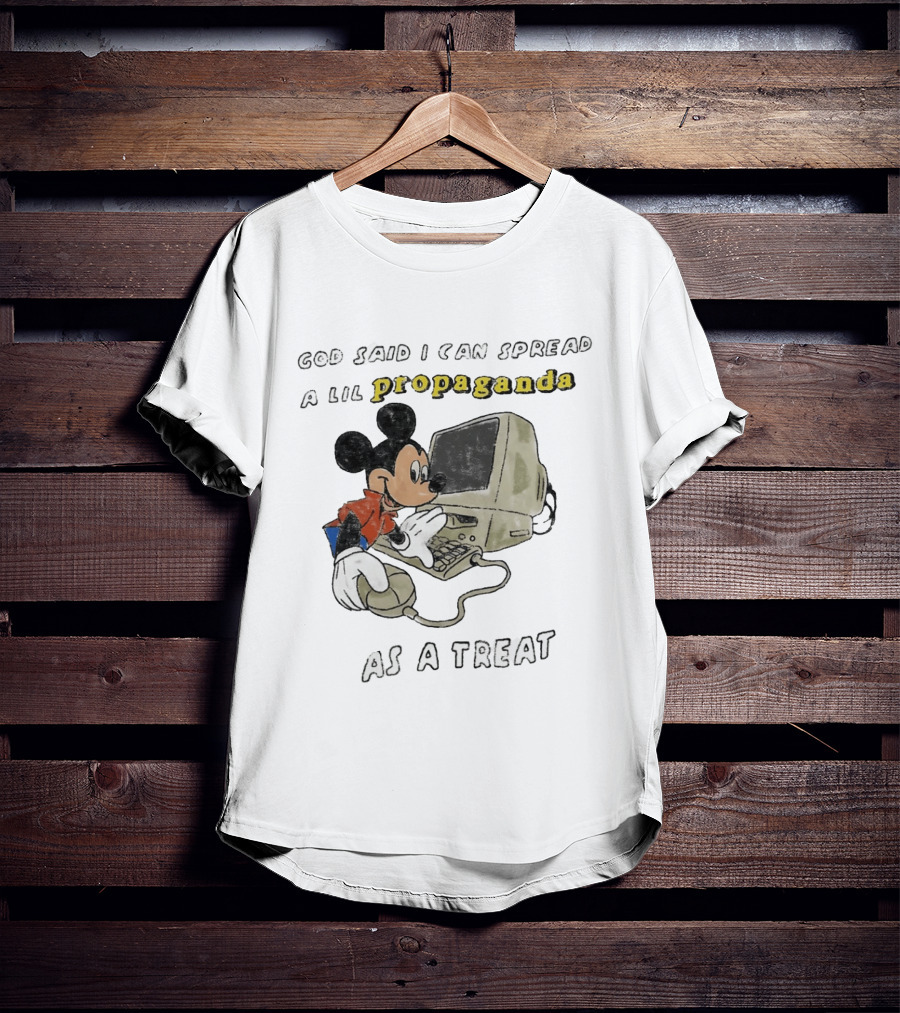 God Said I Can Spread A Lil Propaganda As A Treat Mickey Mouse Vintage Computer T-Shirt