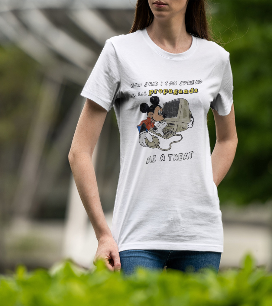 God Said I Can Spread A Lil Propaganda As A Treat Mickey Mouse Vintage Computer T-Shirt