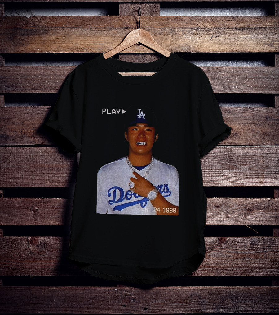 90s Yoshinobu Yamamoto Bootleg Rap Dodgers LA Jan 24 1998 T-Shirt