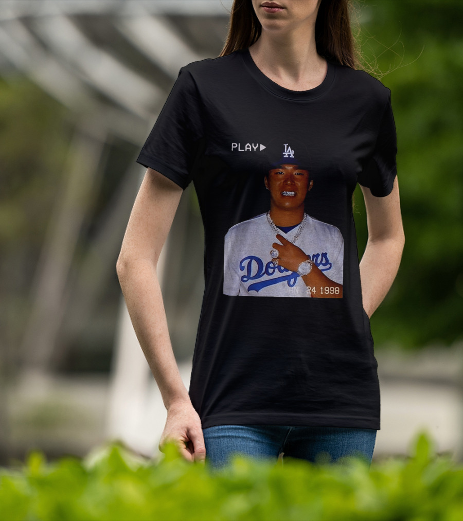 90s Yoshinobu Yamamoto Bootleg Rap Dodgers LA Jan 24 1998 T-Shirt
