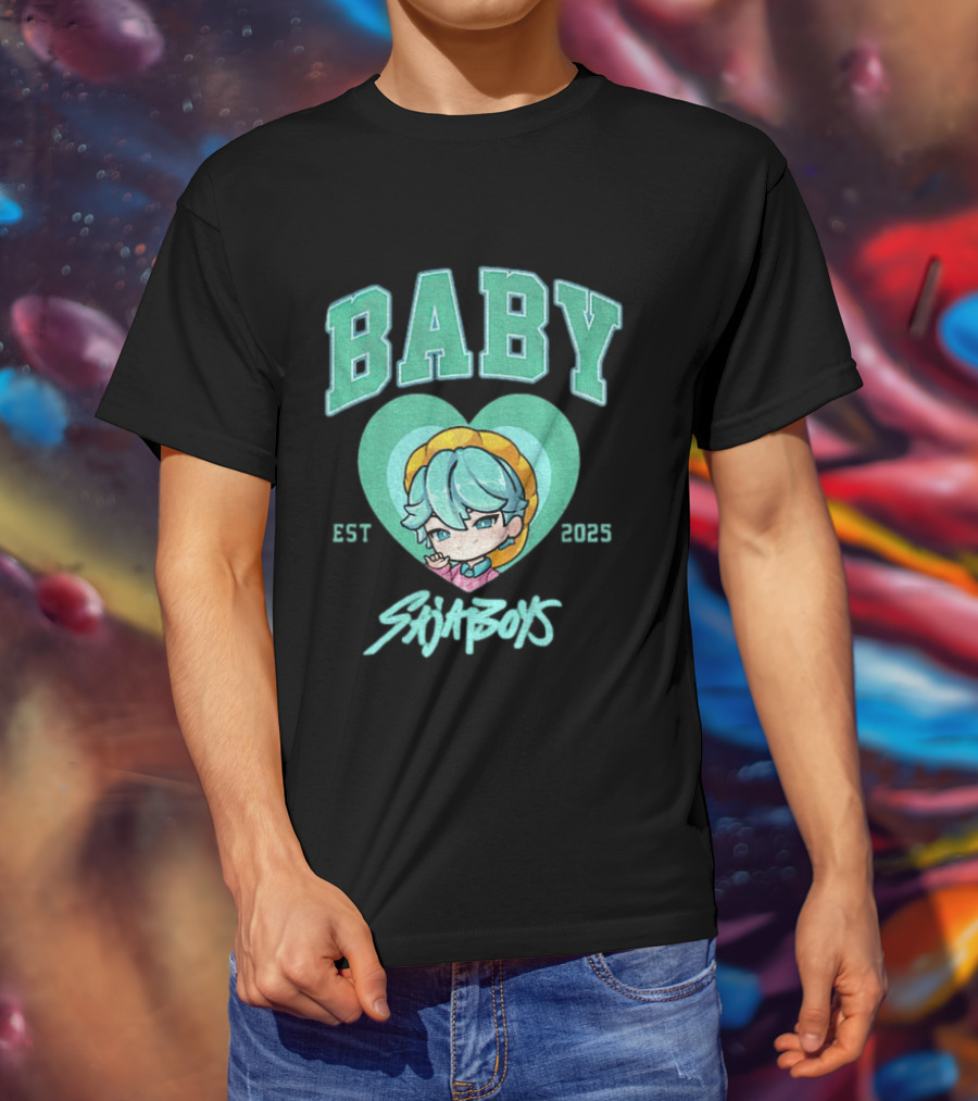 Baby Saja Boys Kpop Demon Hunters Est 2025 Anime Character Heart T-Shirt