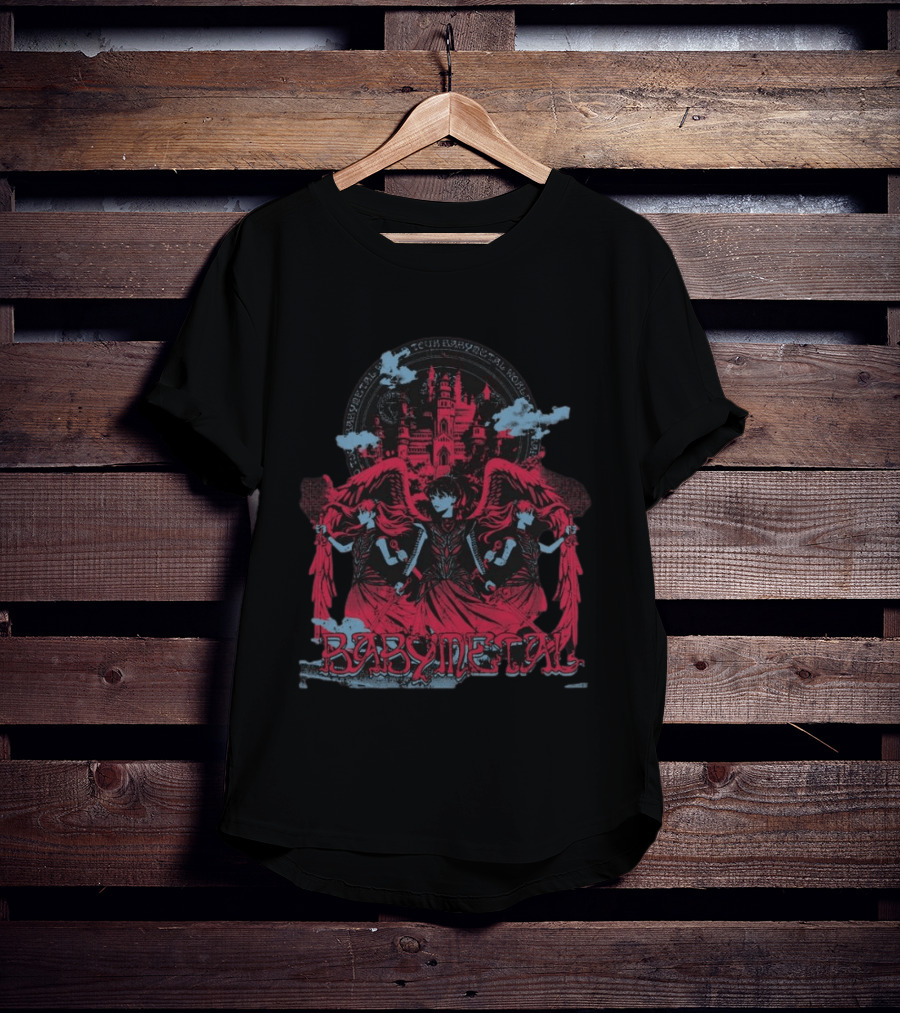 Babymetal Kingslayer Team Babymetal Corps Red Gothic Angels And Castle T-Shirt