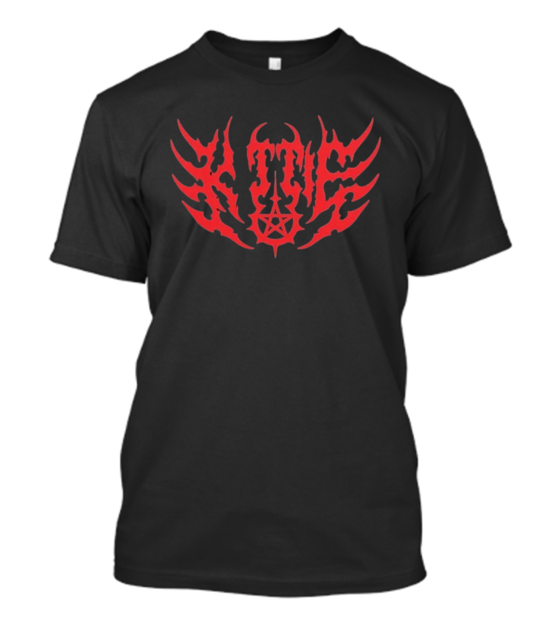Kittie Red Flame Death Metal Pentagram T-Shirt