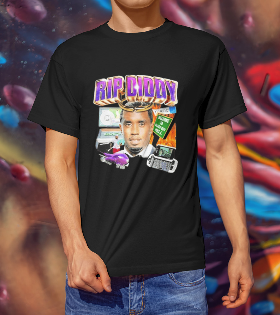 Sam Hyde Rip Diddy Welcome To Black Guy Hell Ciroc Wings 09 Typewriter T-Shirt