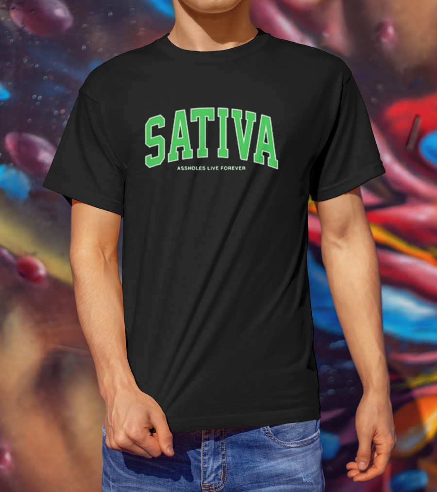Sativa Assholes Live Forever Bold Arch Lettering T-Shirt