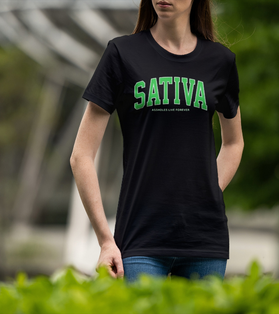 Sativa Assholes Live Forever Bold Arch Lettering T-Shirt