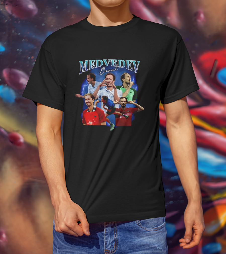 Medvedev Daniil Tennis Champion Dynamic Action Montage T-Shirt