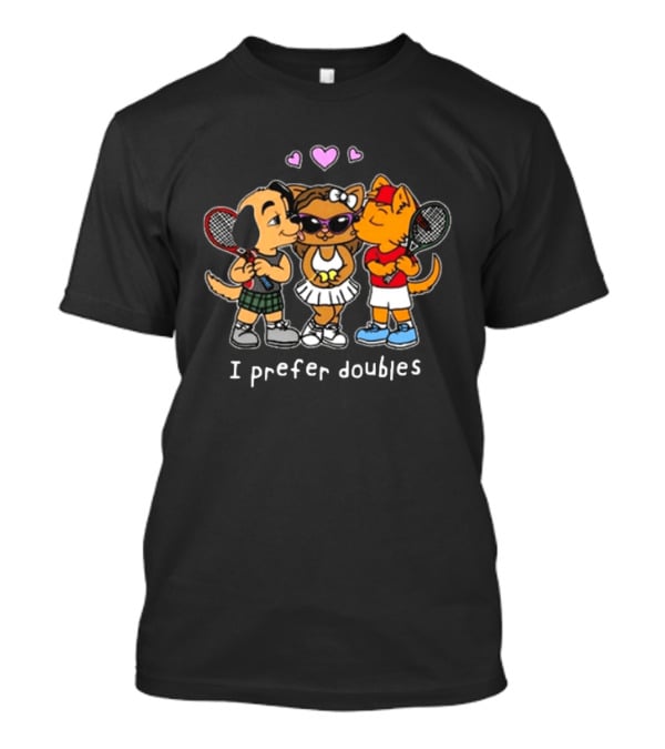 The Cinesthetic Challengers 2024 I Prefer Doubles Cute Tennis Cats And Dogs T-Shirt