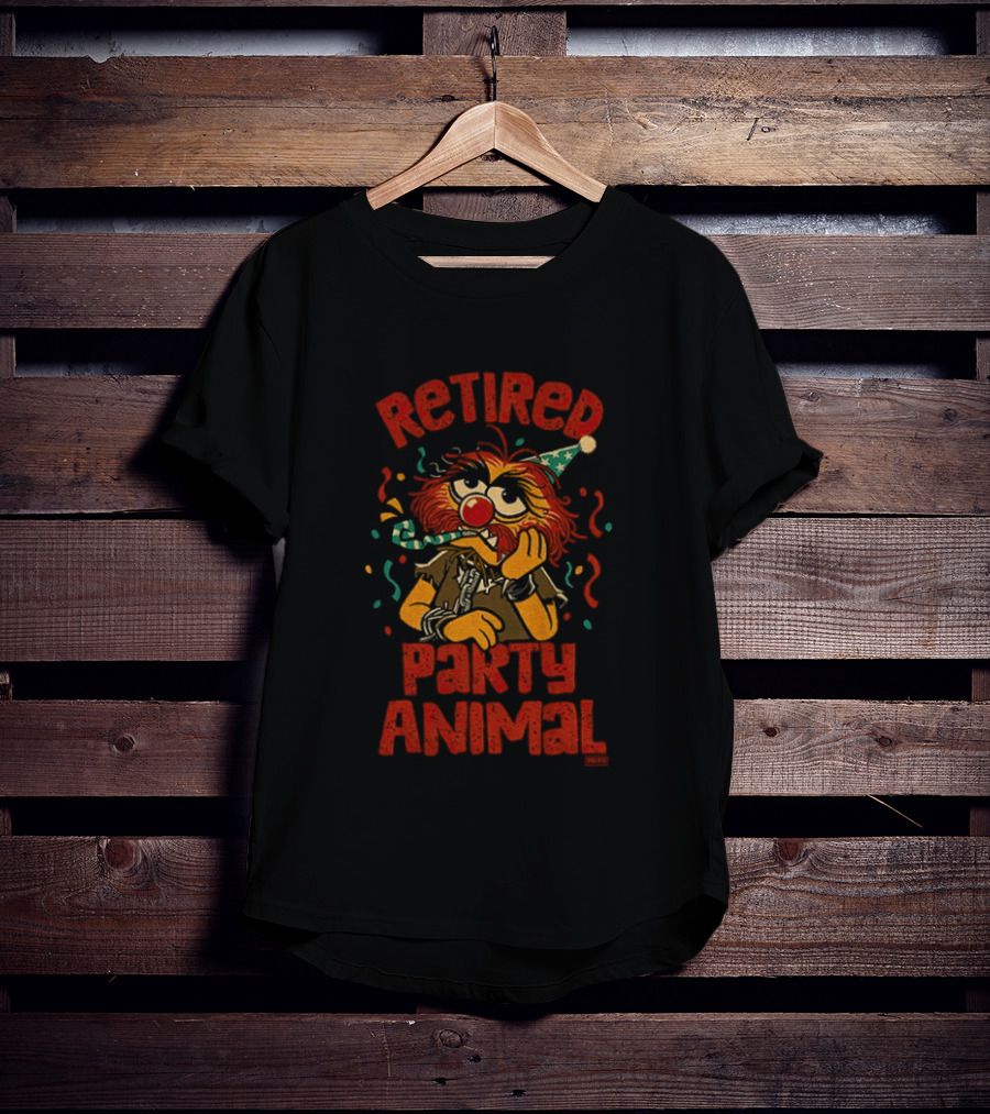 Retired Party Animal With Birthday Hat And Confetti T-Shirt