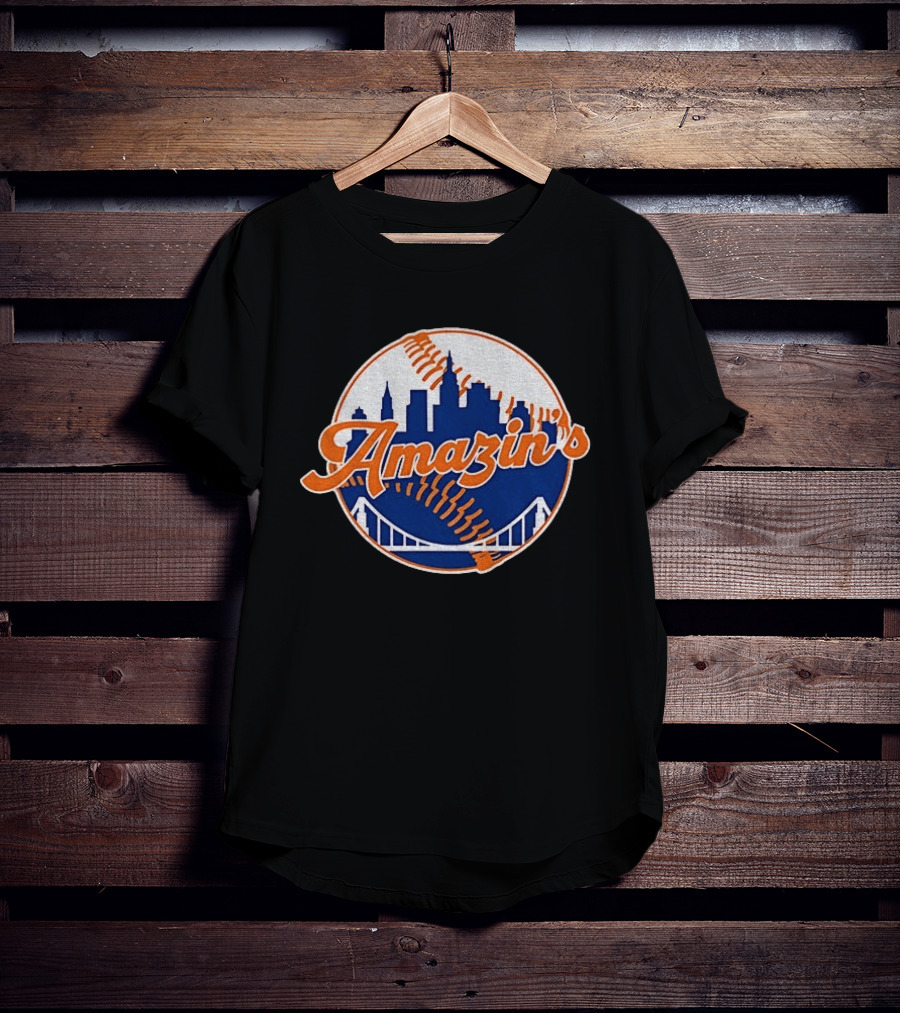 New York Mets Amazin's Skyline Baseball Bridge T-Shirt