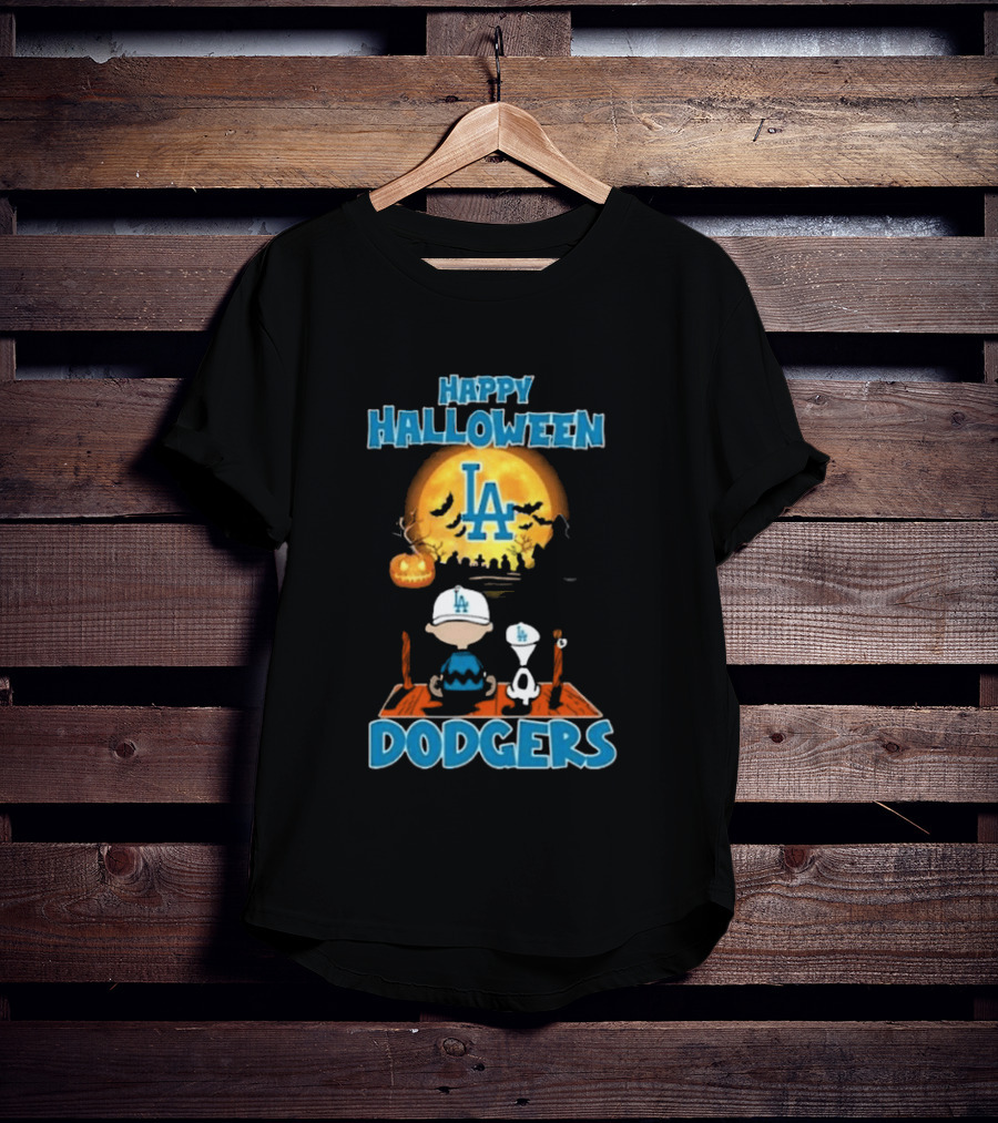 Happy Halloween Los Angeles Dodgers Peanuts Snoopy Charlie Brown T-Shirt