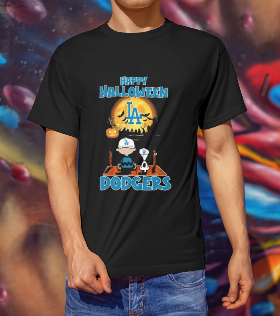 Happy Halloween Los Angeles Dodgers Peanuts Snoopy Charlie Brown T-Shirt