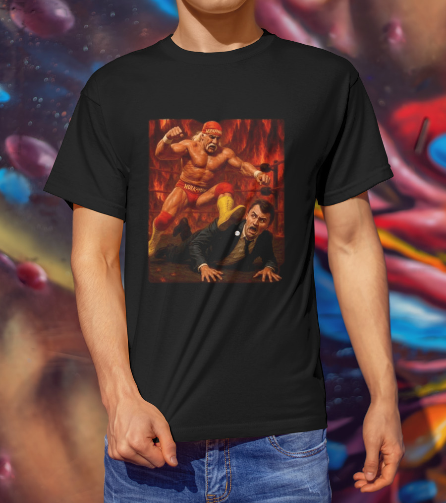 Hulk Hogan Hulkamania Vs Charlie Kirk Wrestling Meme Image T-Shirt