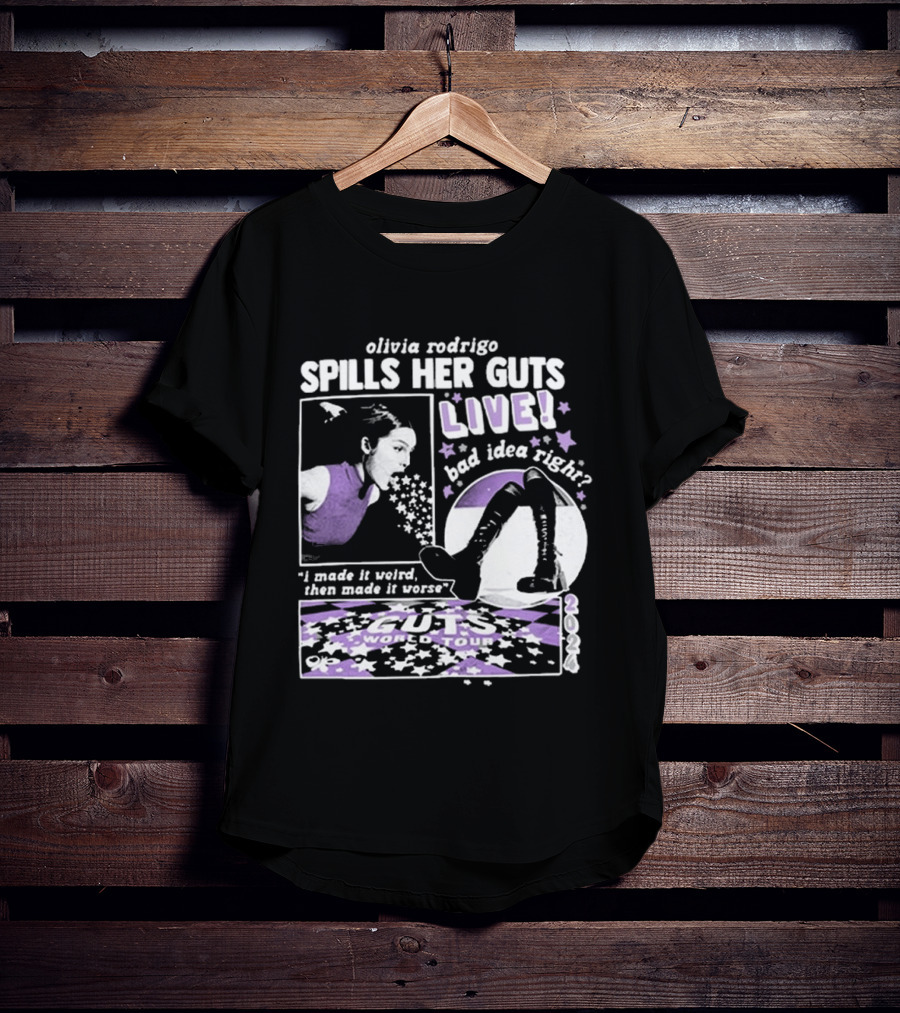 Olivia Rodrigo Spills Her Guts Live World Tour 2023 Bad Idea Right? T-Shirt