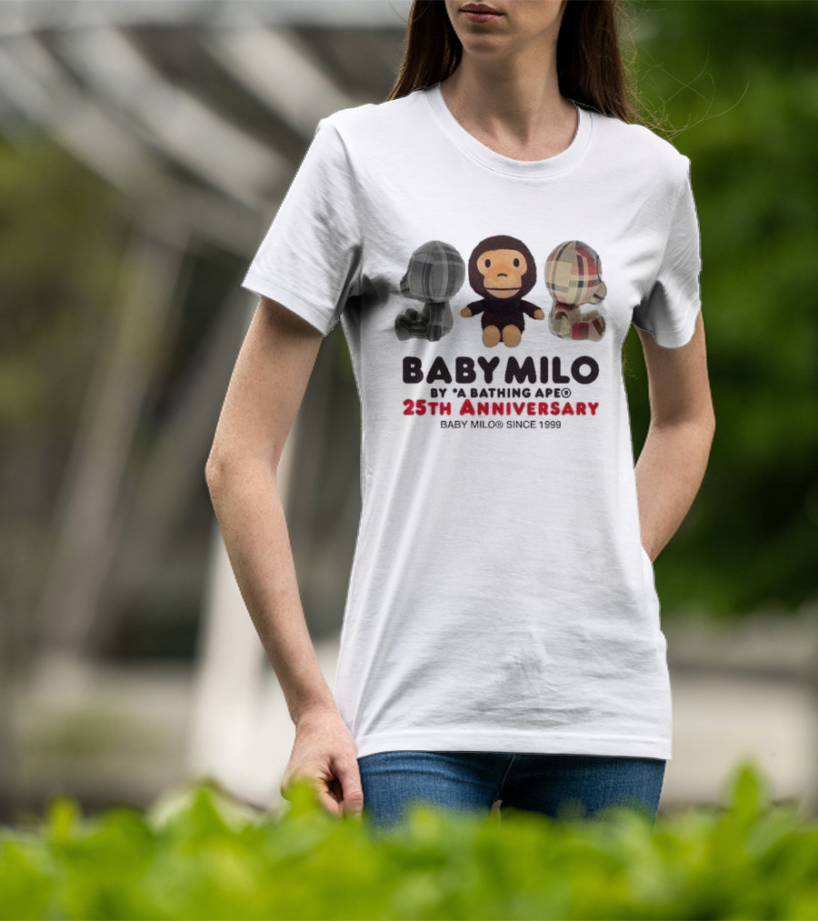 Baby Milo By A Bathing Ape 25th Anniversary Since 1999 Plush Trio T-Shirt