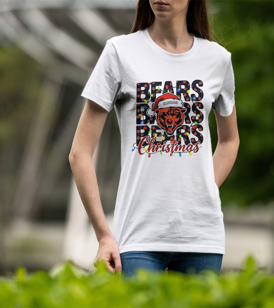Bears Christmas Bear Santa Claus Chicago Bears Football T-Shirt