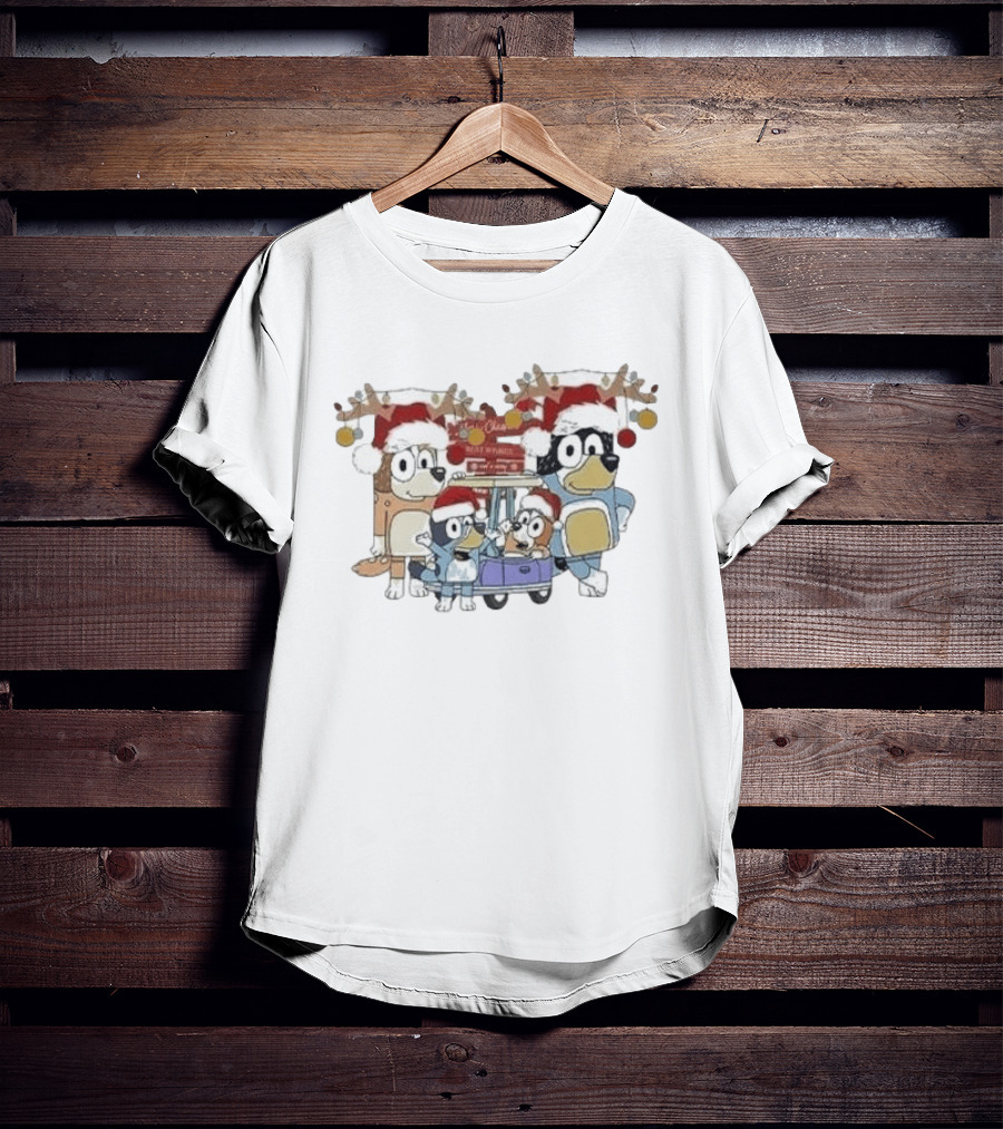 Bluey Family Christmas Santa Hats Merry Xmas 2024 T-Shirt