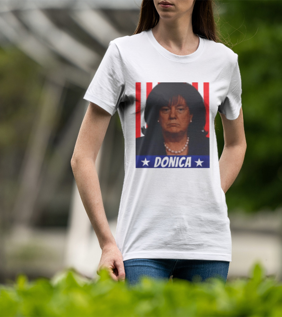 Donica Lewinsky 2025 Campaign Style Stars Red Stripes T-Shirt