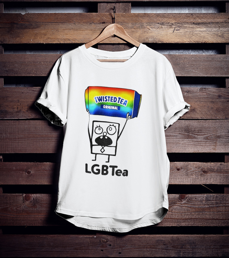 Doodlebob Holding Rainbow Twisted Tea Original LGBTea Pride LGBTQ+ T-Shirt
