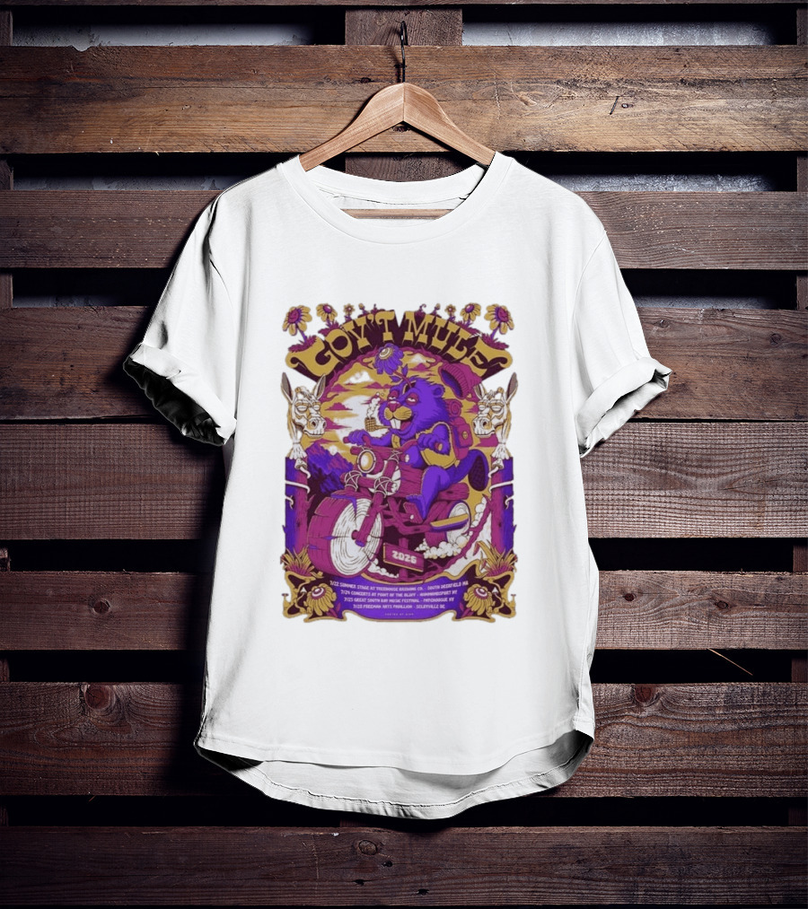 Gov't Mule Summer Tour 2026 Psychedelic Bear Riding Motorcycle Concert Dates And Locations T-Shirt
