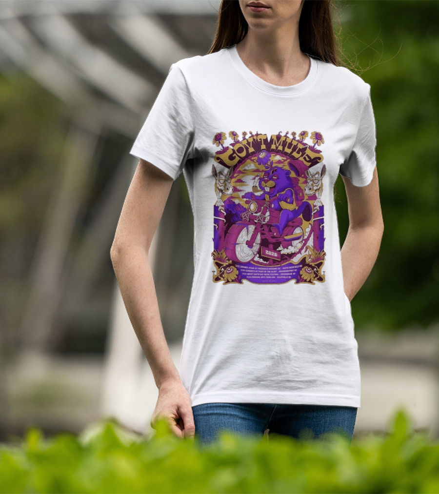 Gov't Mule Summer Tour 2026 Psychedelic Bear Riding Motorcycle Concert Dates And Locations T-Shirt