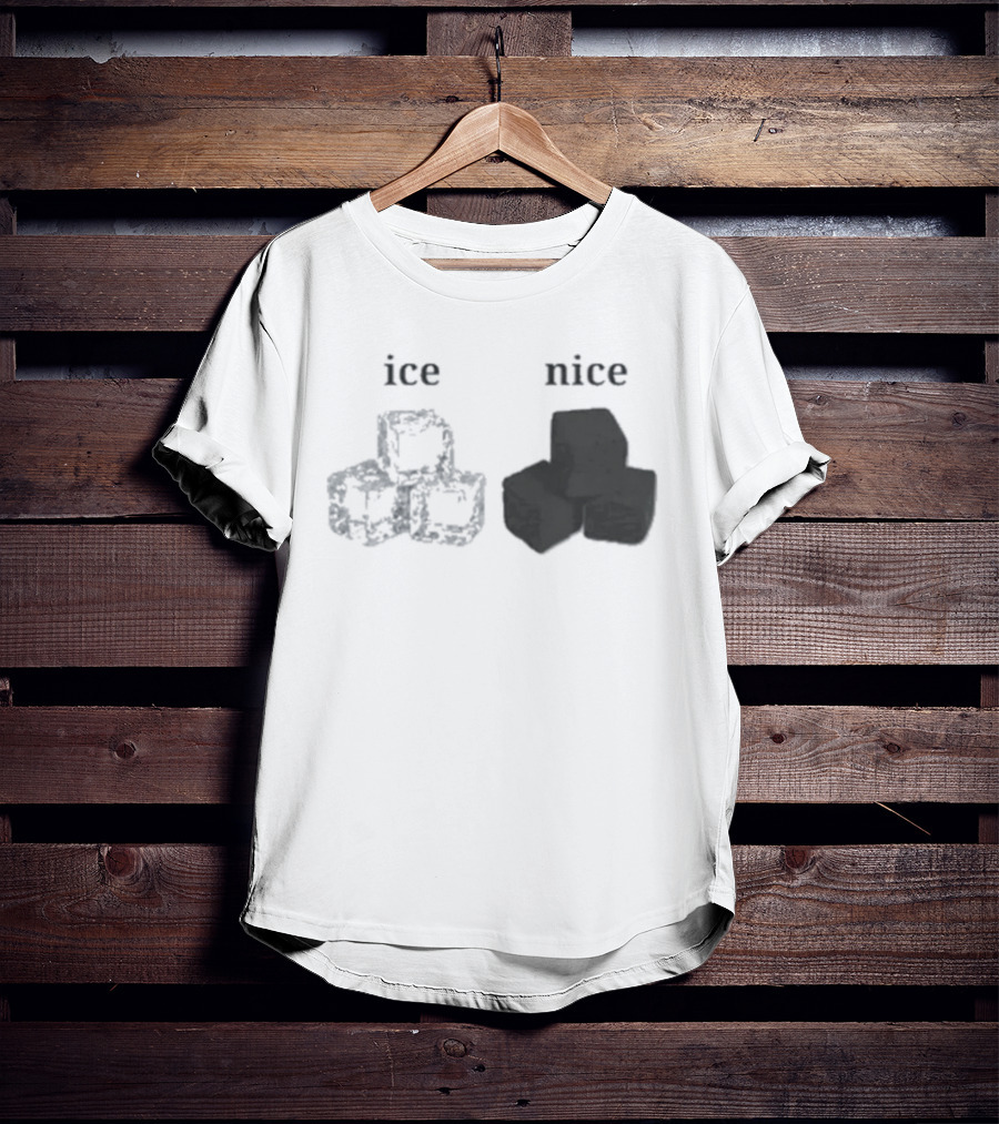Ice Vs Nice Cubes Playful Word T-Shirt