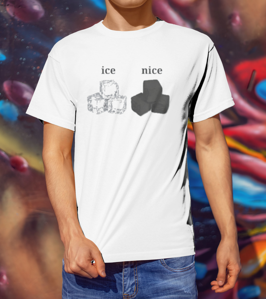 Ice Vs Nice Cubes Playful Word T-Shirt