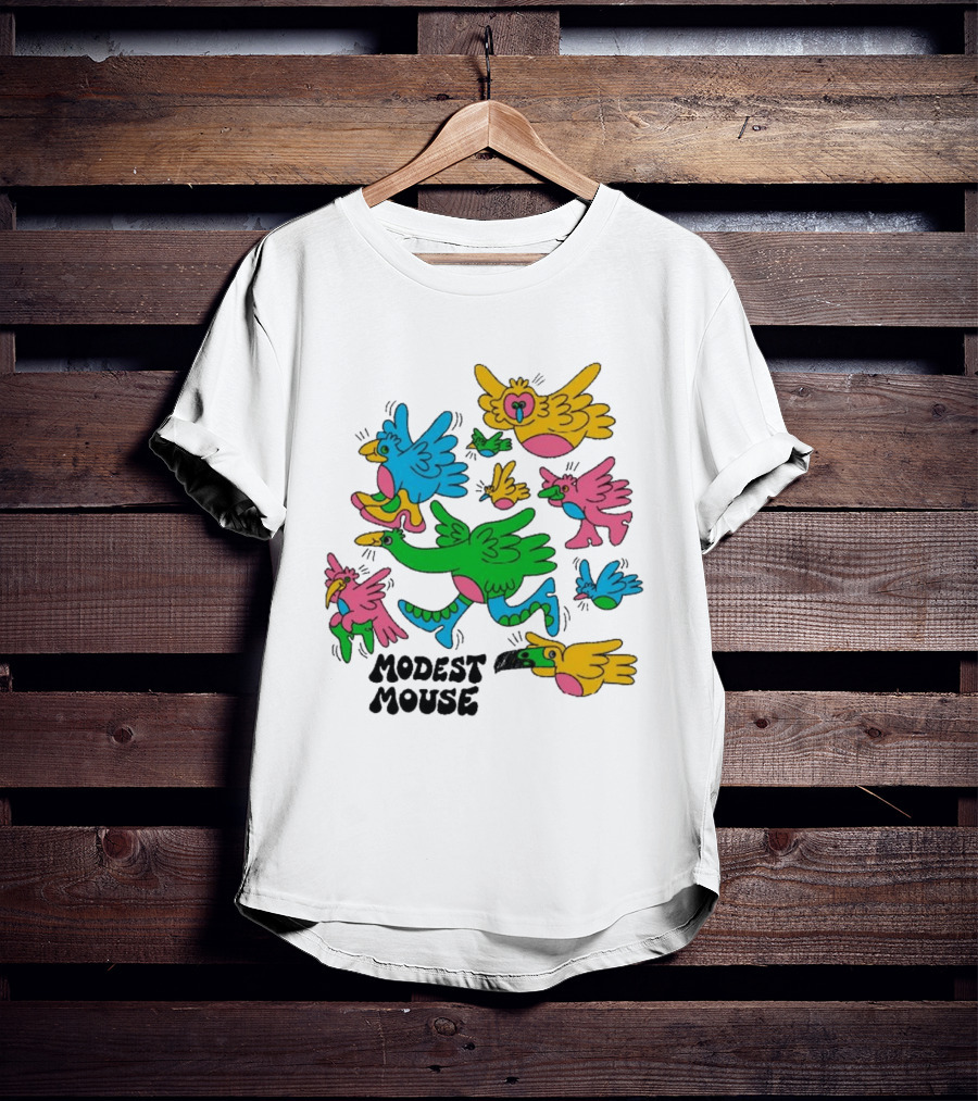 Modest Mouse Colorful Birds Flock T-Shirt