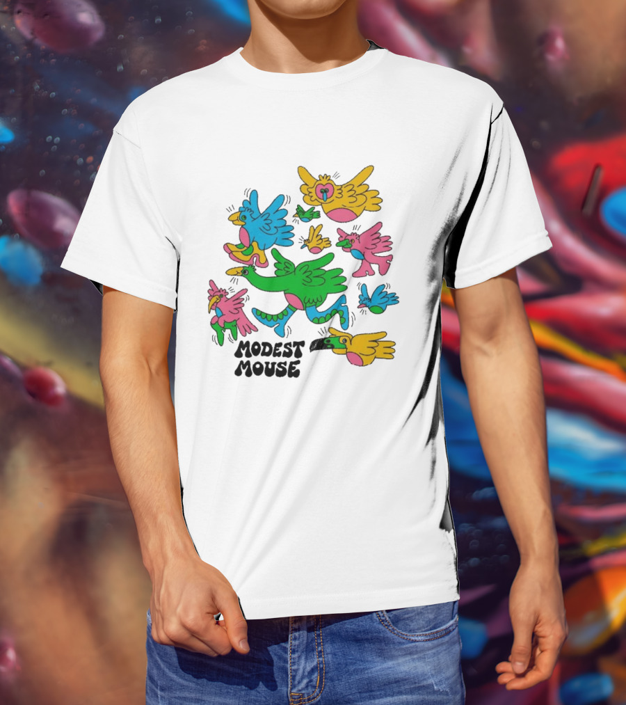 Modest Mouse Colorful Birds Flock T-Shirt