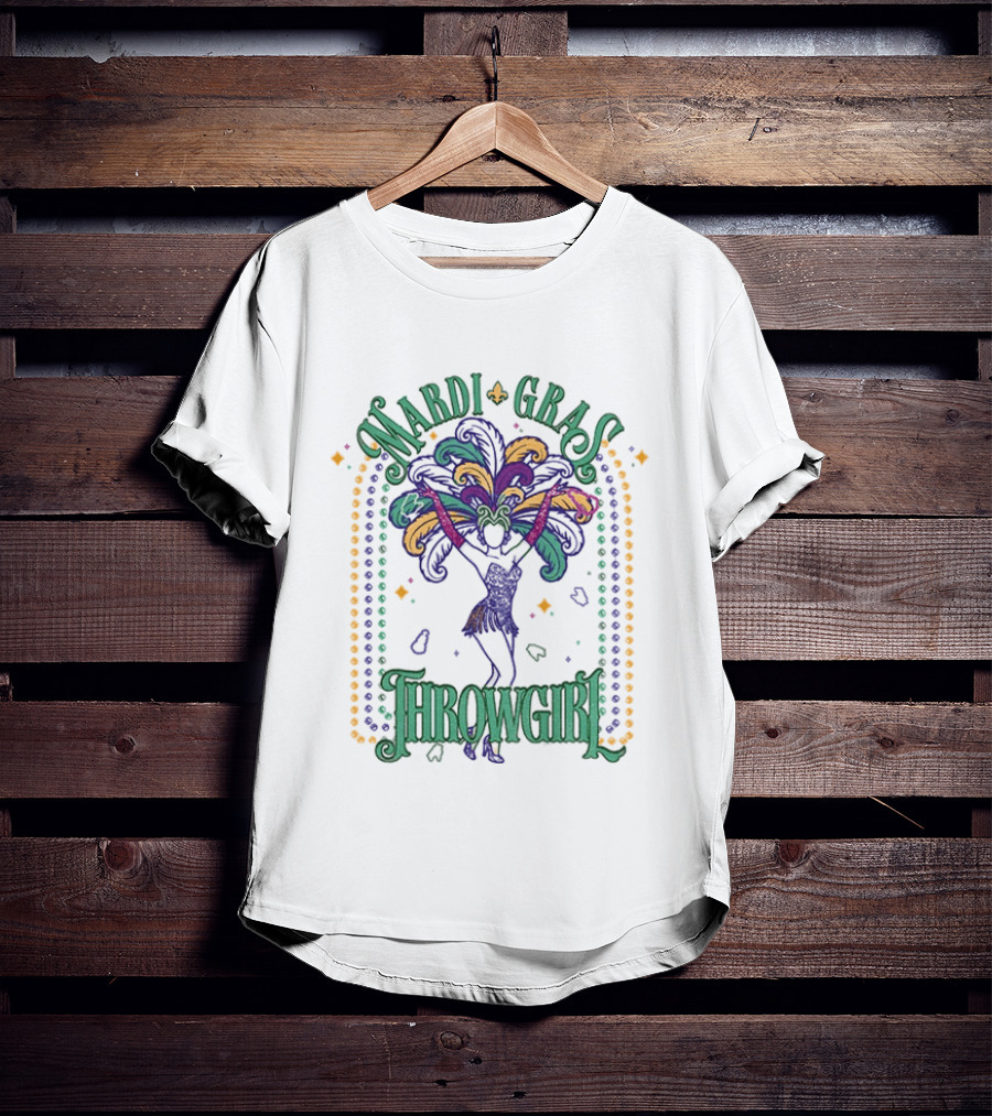 Mardi Gras Throw Girl Feather Dance Costume Celebration T-Shirt