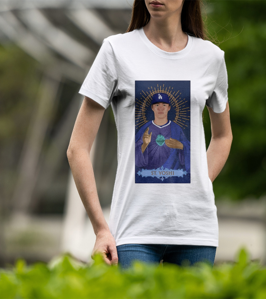 Yoshinobu Yamamoto Dodgers St. Yoshi Halo Icon MLB T-Shirt