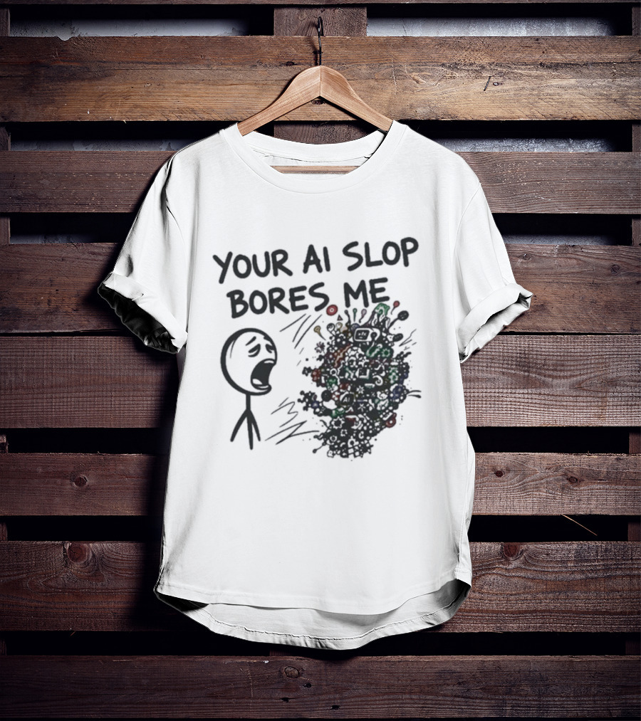 Your AI Slop Bores Me Stick Figure Expression With Colorful Scribbles T-Shirt