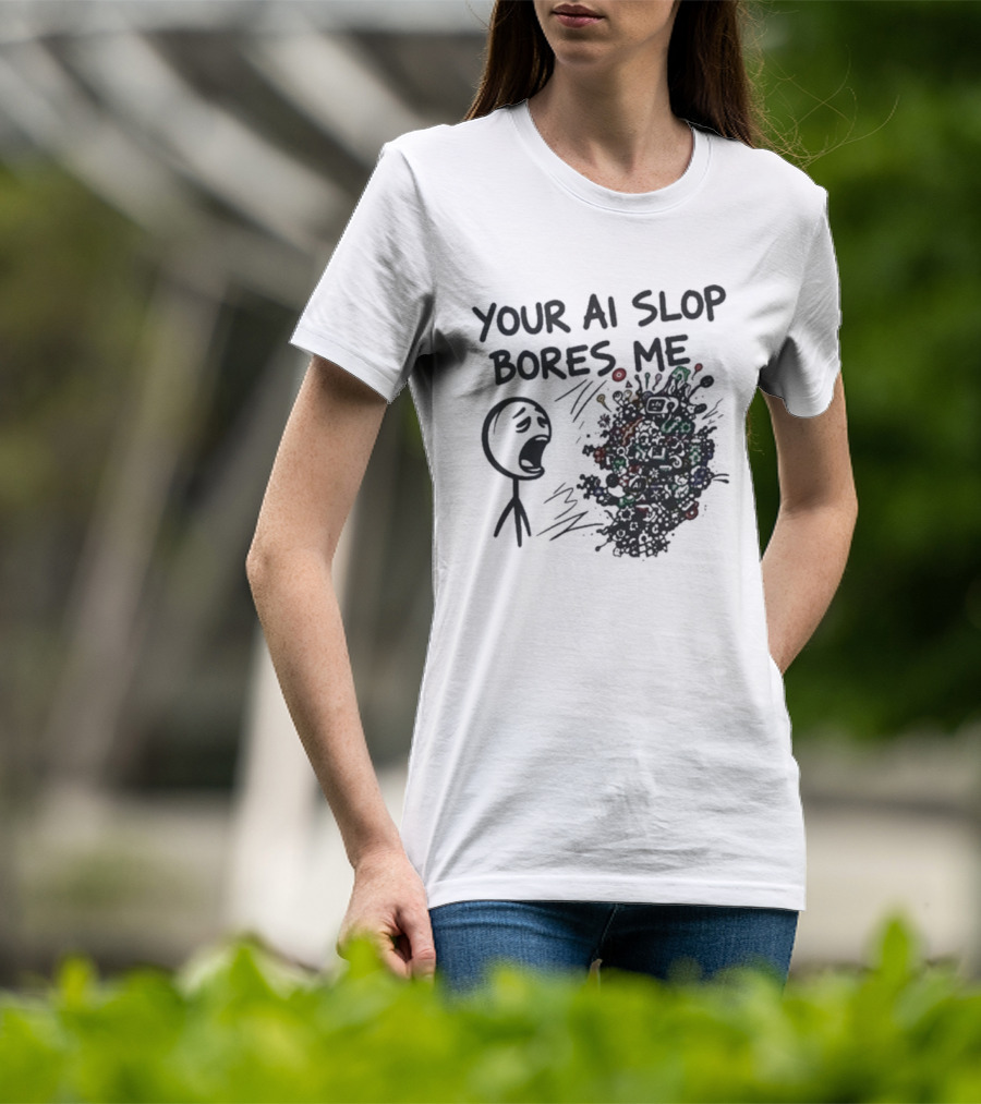 Your AI Slop Bores Me Stick Figure Expression With Colorful Scribbles T-Shirt