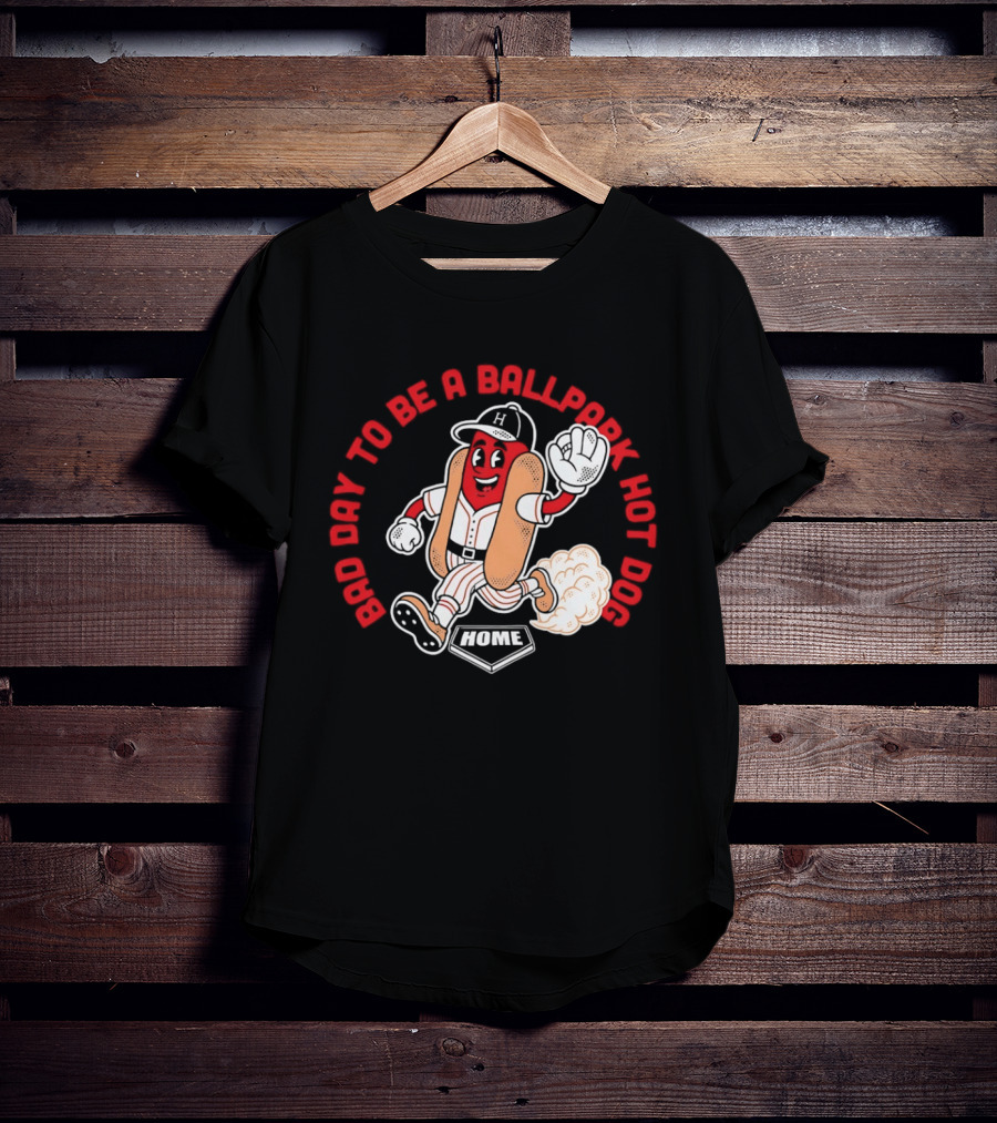Bad Day To Be A Ballpark Hot Dog Cleveland Baseball Cartoon T-Shirt