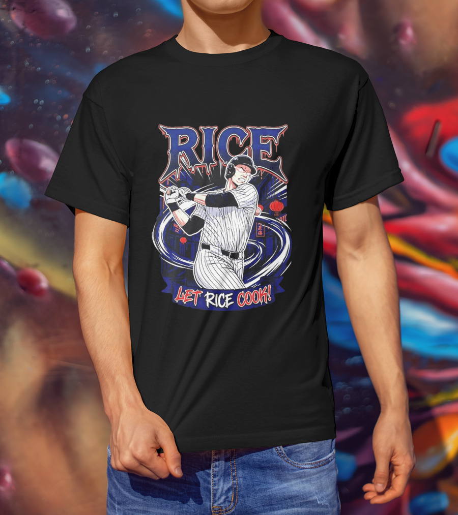 Rice Let Rice Cook New York Yankees Baseball Cartoon T-Shirt