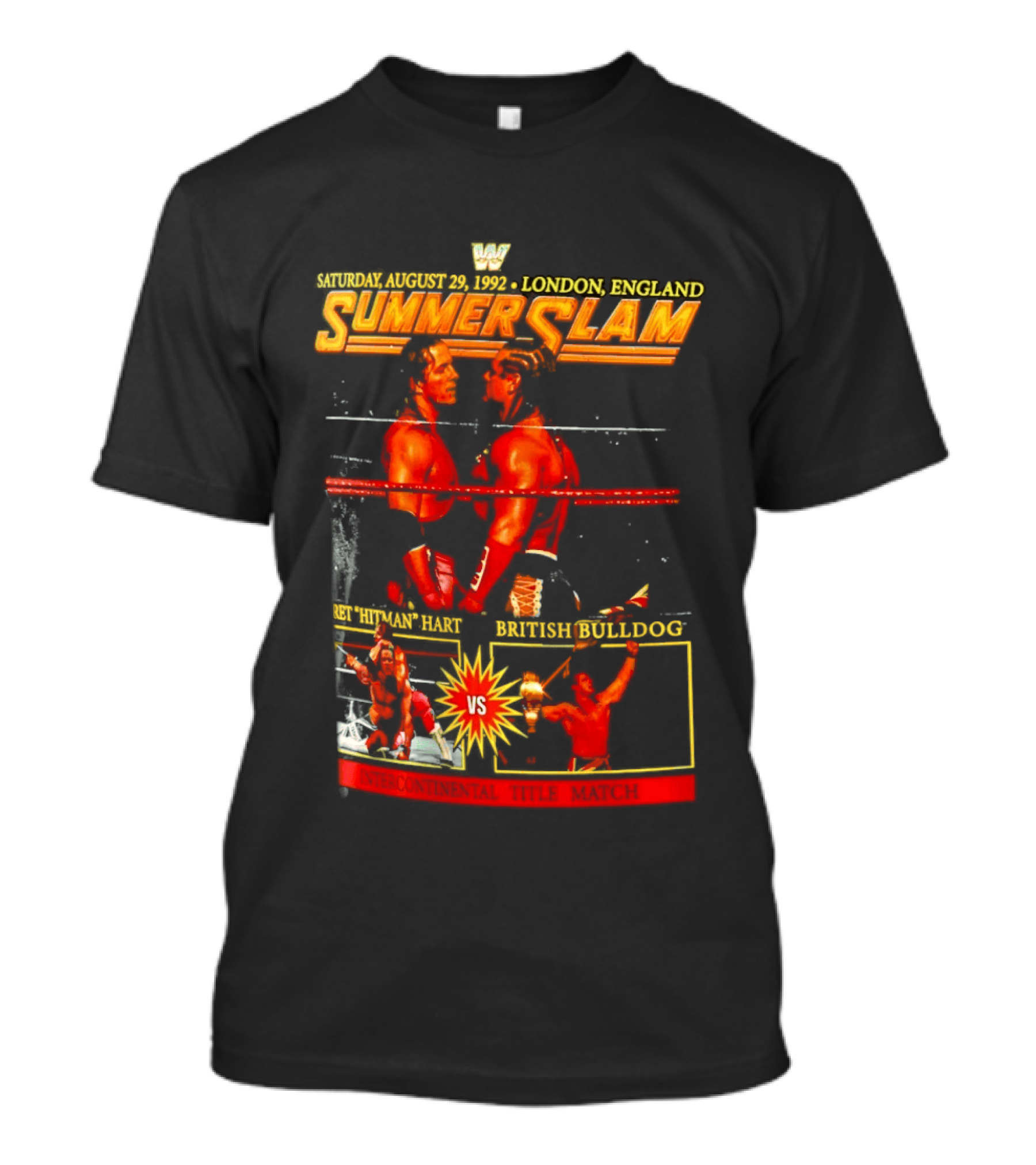 WWF SummerSlam 1992 Bret Hart Vs British Bulldog London England T-Shirt