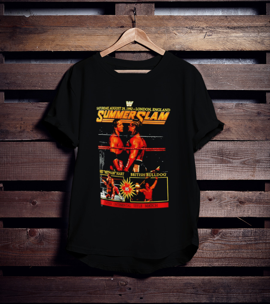 WWF SummerSlam 1992 Bret Hart Vs British Bulldog London England T-Shirt