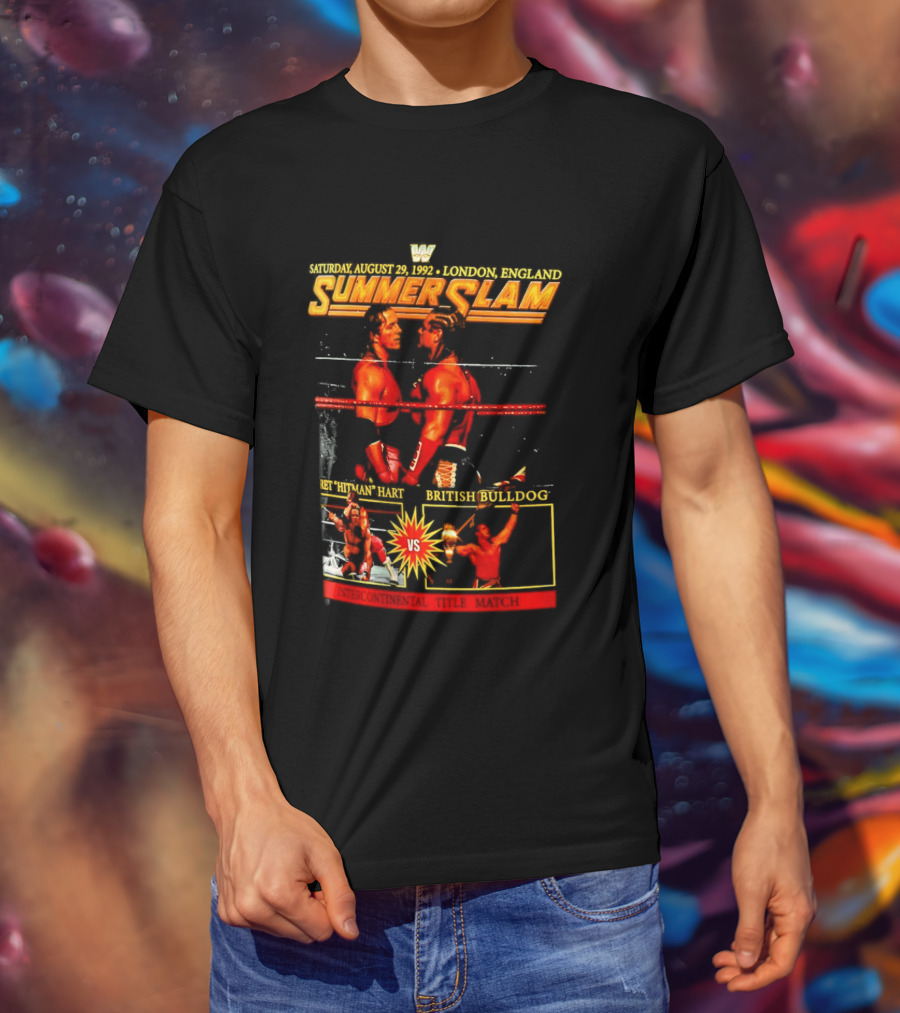 WWF SummerSlam 1992 Bret Hart Vs British Bulldog London England T-Shirt