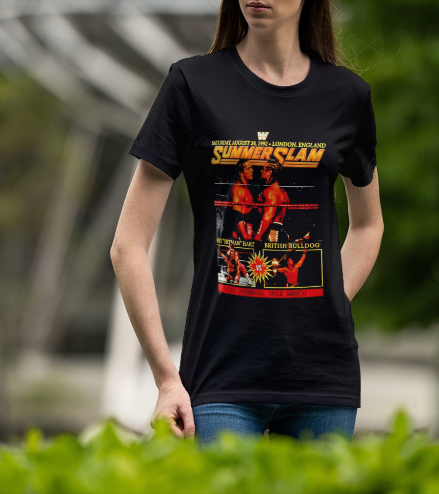 WWF SummerSlam 1992 Bret Hart Vs British Bulldog London England T-Shirt