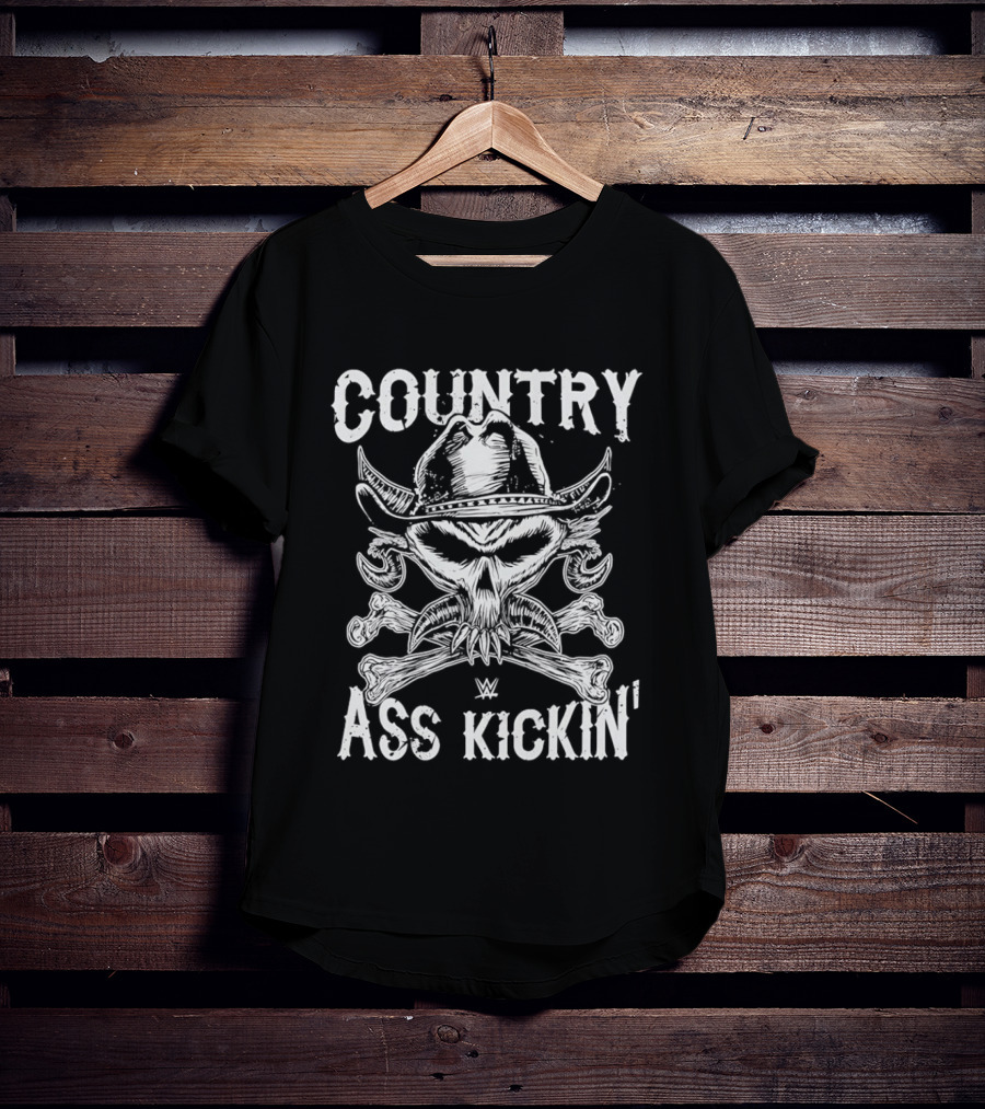 WWE Brock Lesnar Country Ass Kickin Cowboy Skull And Crossbones T-Shirt