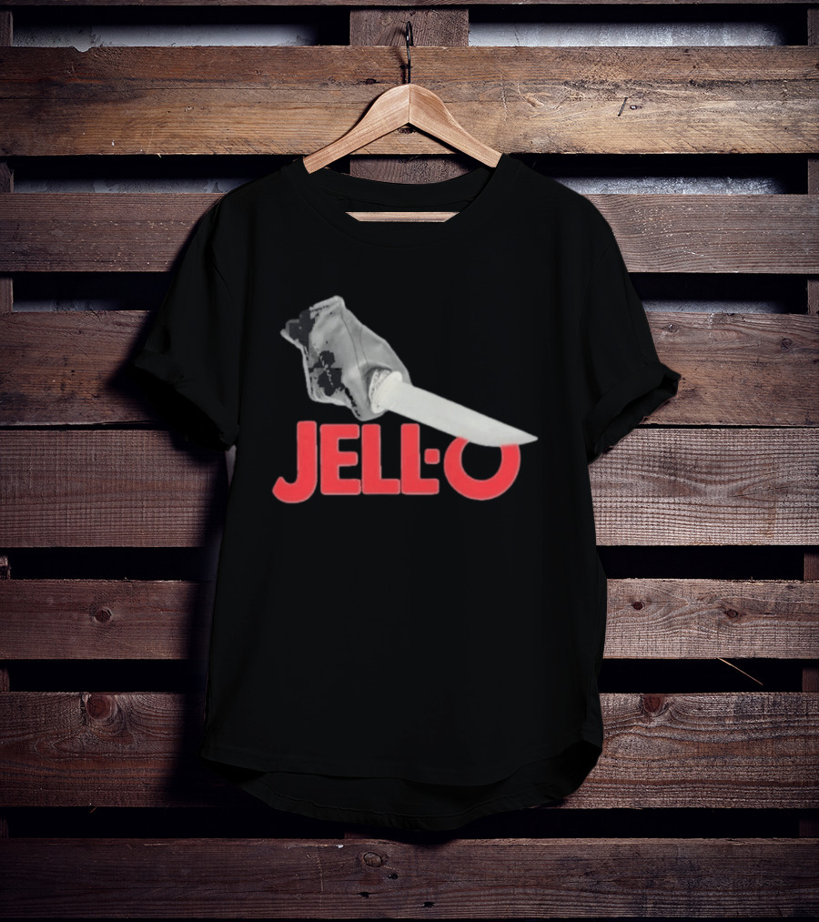 Jello Knife Red Oozing Text And Gloved Dagger T-Shirt