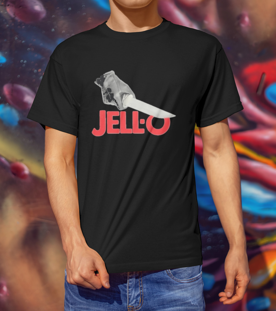 Jello Knife Red Oozing Text And Gloved Dagger T-Shirt