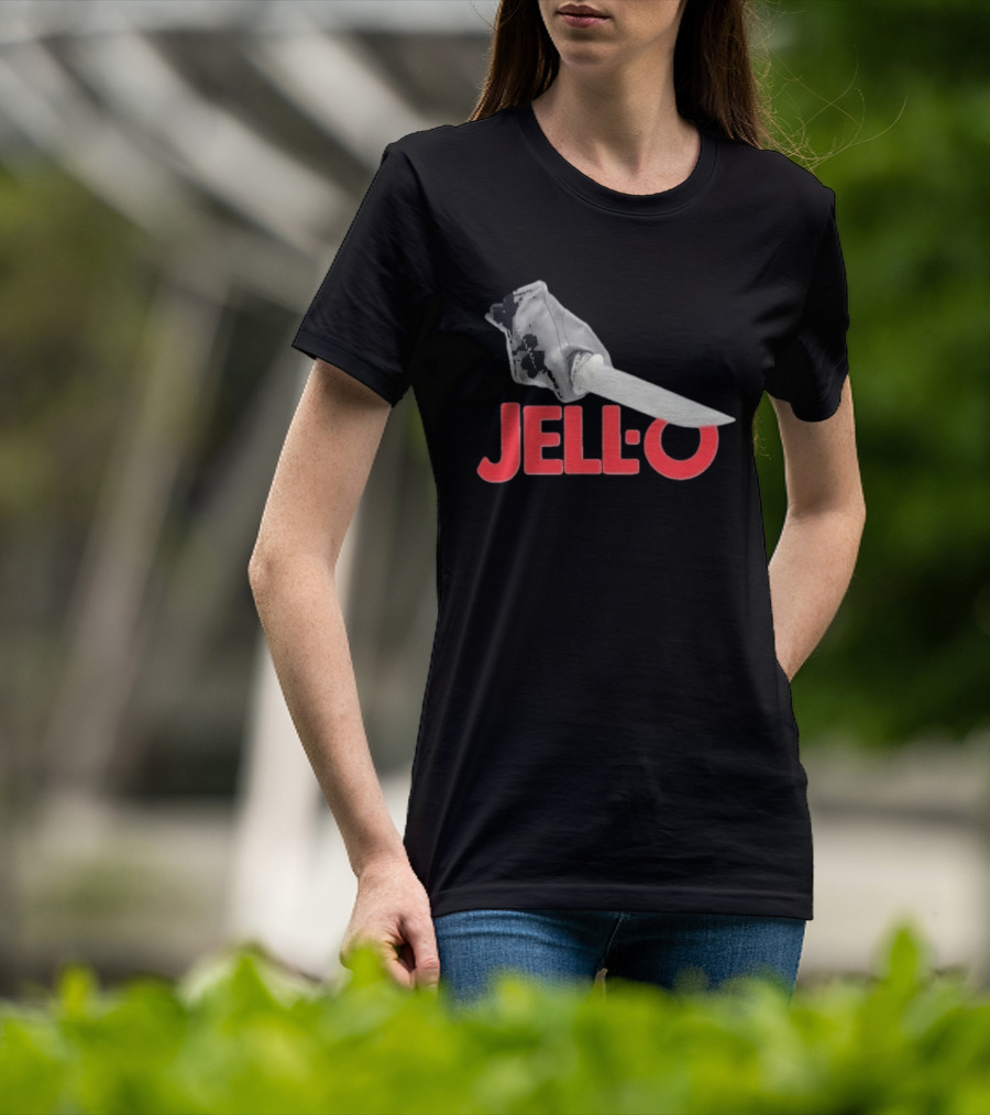 Jello Knife Red Oozing Text And Gloved Dagger T-Shirt